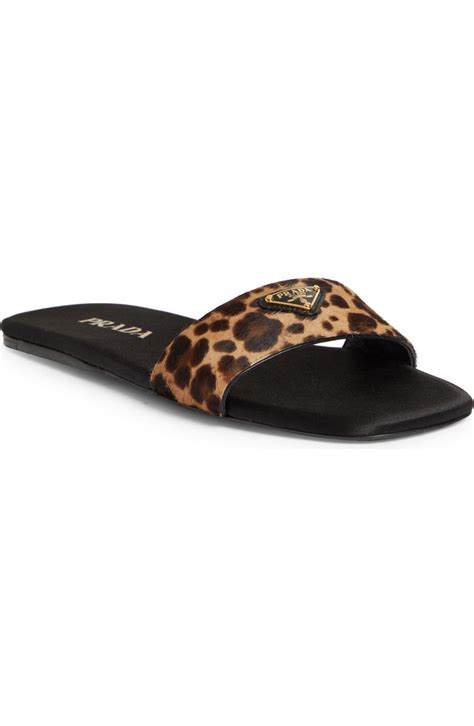 Prada Animal Print Genuine Calf Hair Slide Sandal (Women)